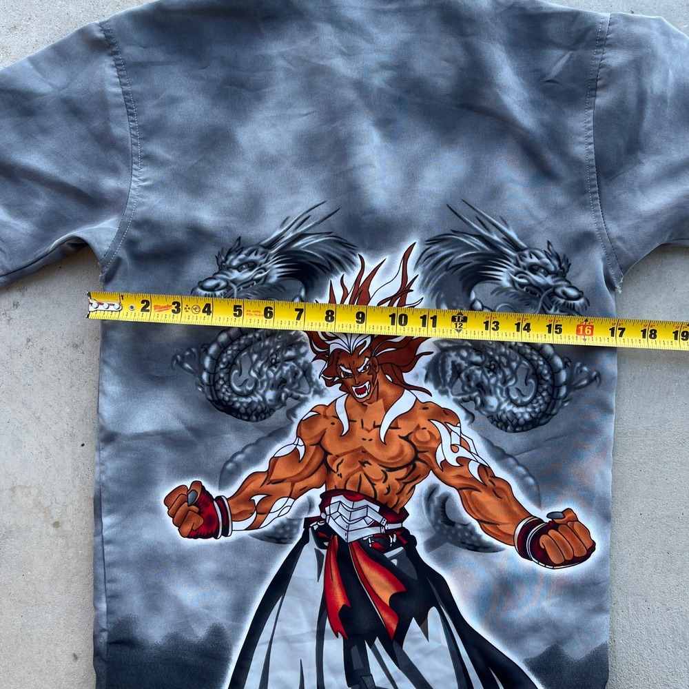 2000s Y2K Dragon Anime Print Button Up Youth size 10-12 - Picture 5 of 5